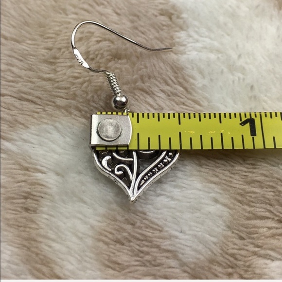 Sterling Silver Tibetan Heart Filigree Earrings - Picture 5 of 6